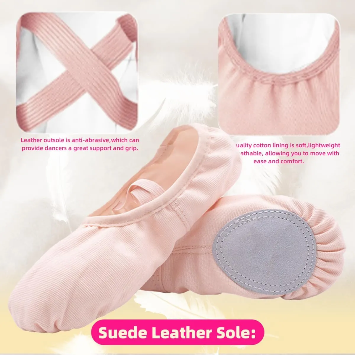 Ballet Shoes for Girls Ballet Slippers Canvas Ballet Dance Shoes for Toddler/Little Kid/Big Kid