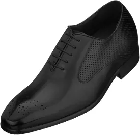 CALTO Men's Invisible Height Increasing Elevator Shoes - Black Premium Leather Lace-up Formal Oxfords - 2.4 Inches Taller - Y6012 - Size 11 D(M) US