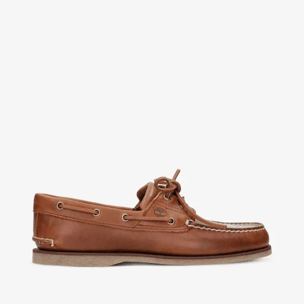 Classic Boat 2-Eye Mens Wide Full Grain Boat Shoes Brown