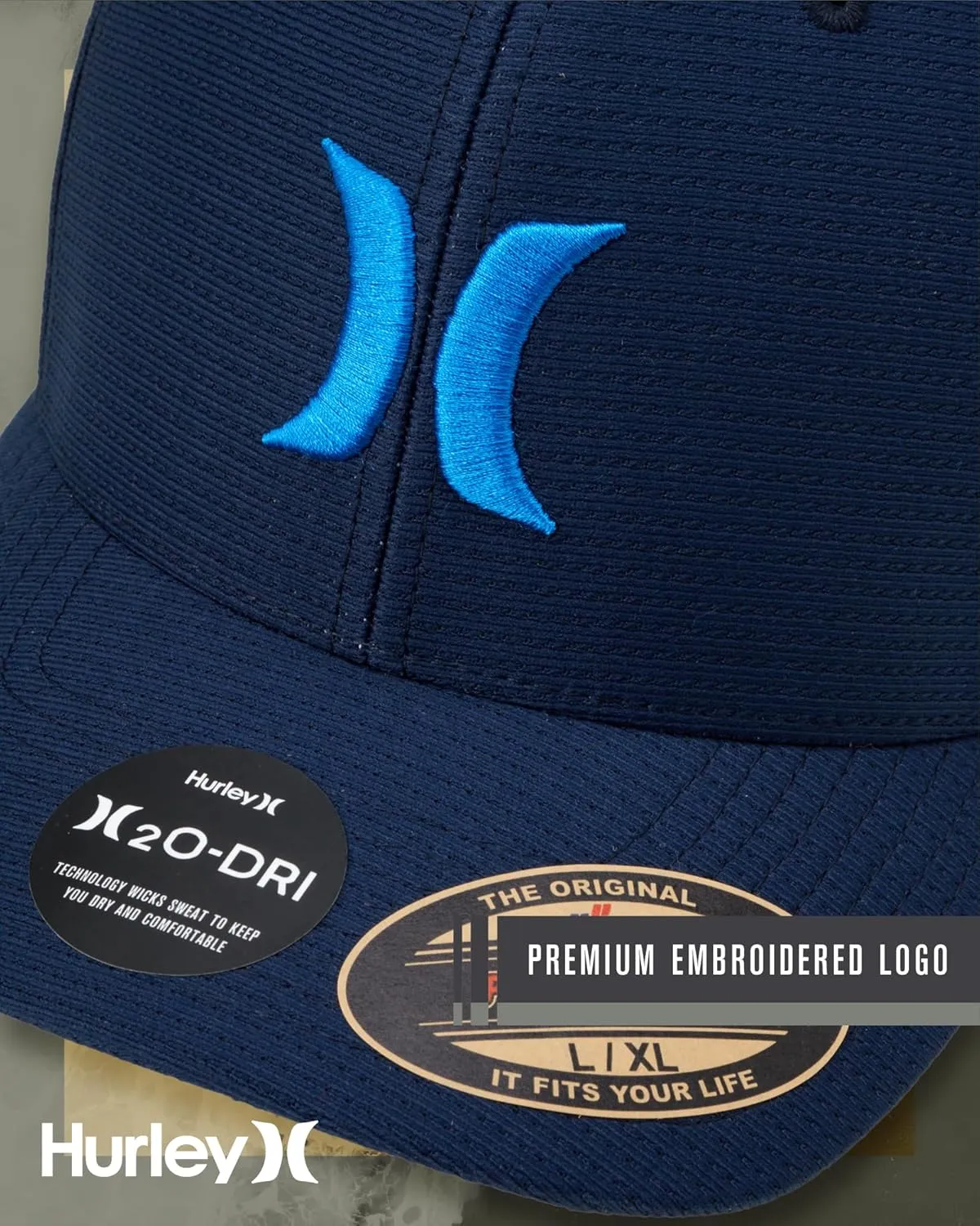Hurley Men's Baseball Cap ?C Lightweight Curved Bill H2O Dri Fitted Caps for Men
