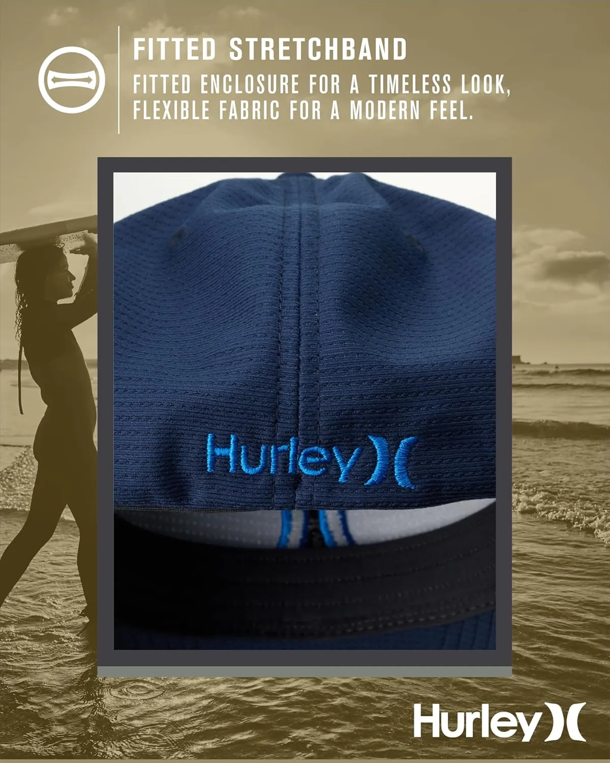 Hurley Men's Baseball Cap ?C Lightweight Curved Bill H2O Dri Fitted Caps for Men