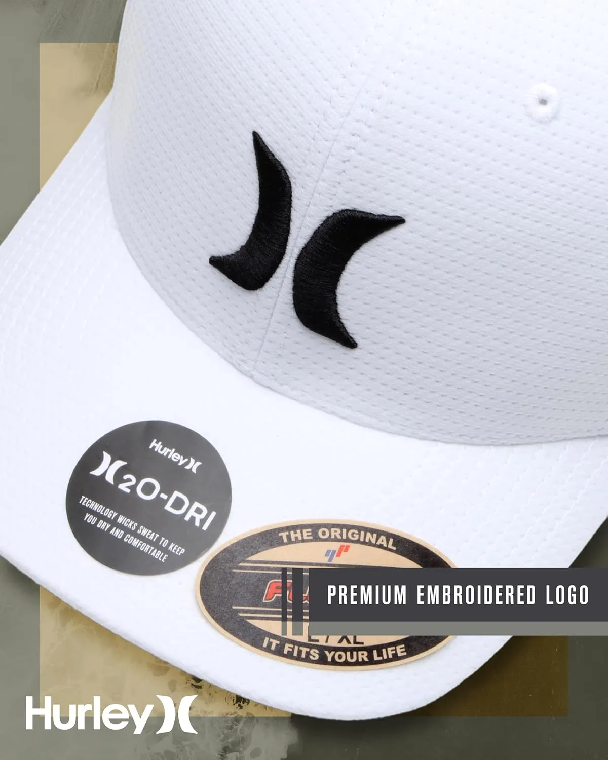 Hurley Men's Baseball Cap ?C Lightweight Curved Bill H2O Dri Fitted Caps for Men