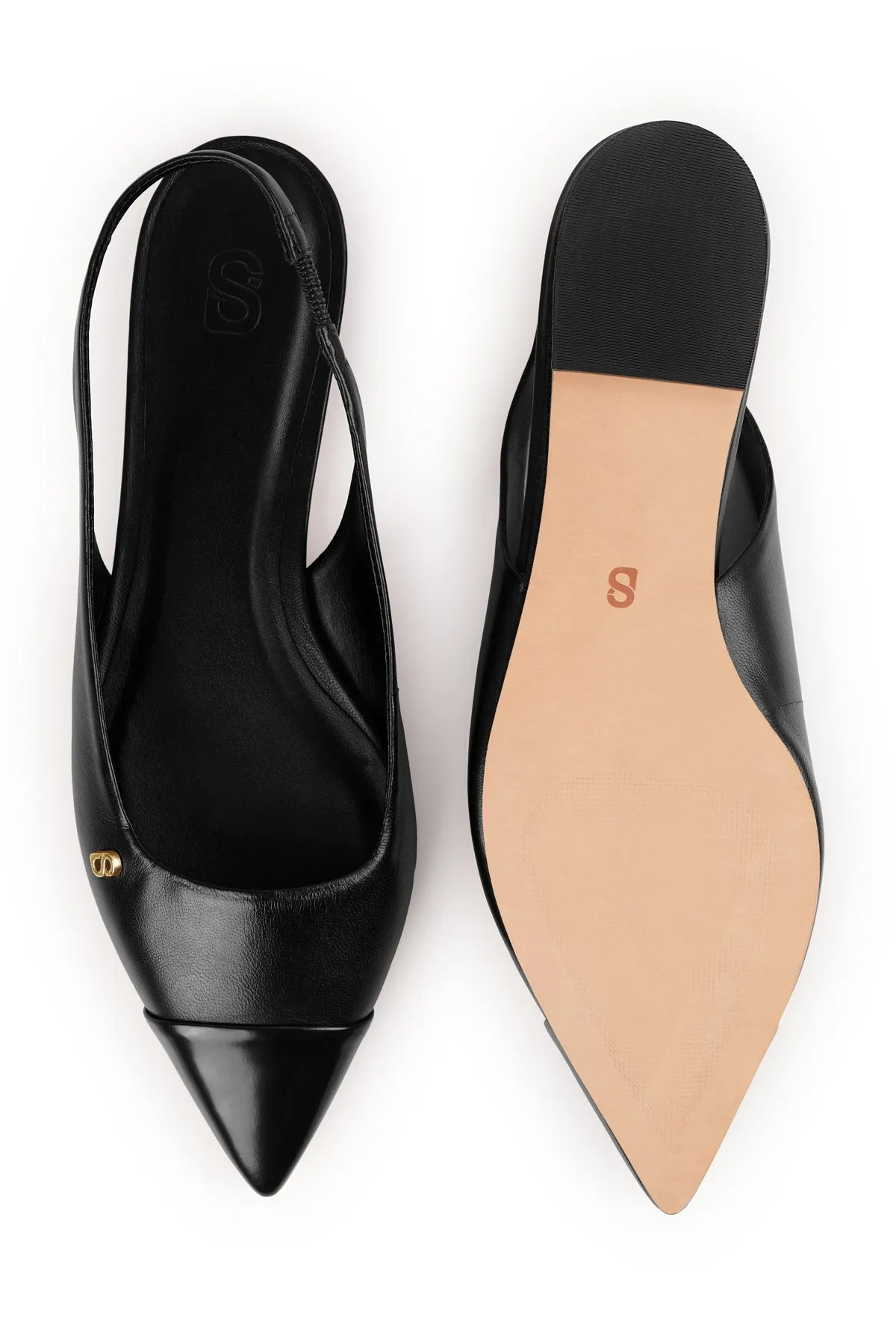Lena Slingback Shoes - Black