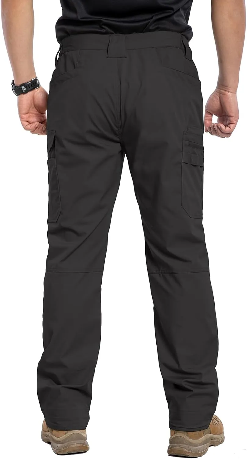 MANSDOUR Men's Ripstop Stretch Work Pants Lightweight Water Resistant Flex Cargo Pants Regular Fit EDC Utility Tactical Pants