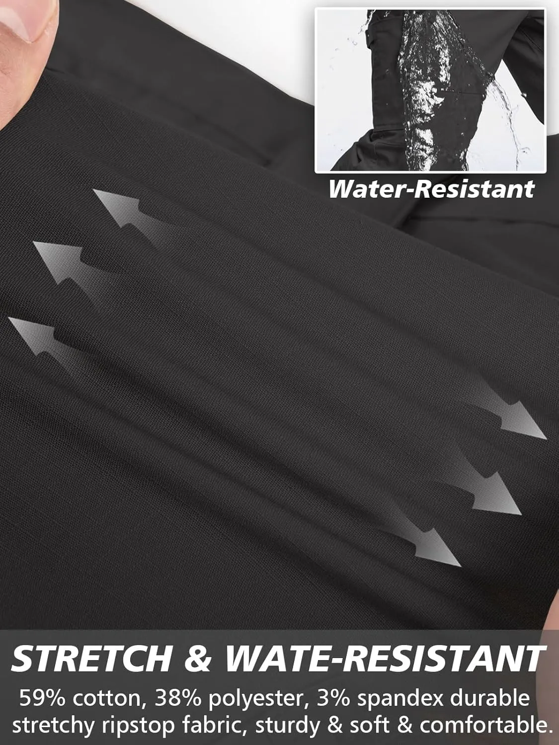 MANSDOUR Men's Ripstop Stretch Work Pants Lightweight Water Resistant Flex Cargo Pants Regular Fit EDC Utility Tactical Pants