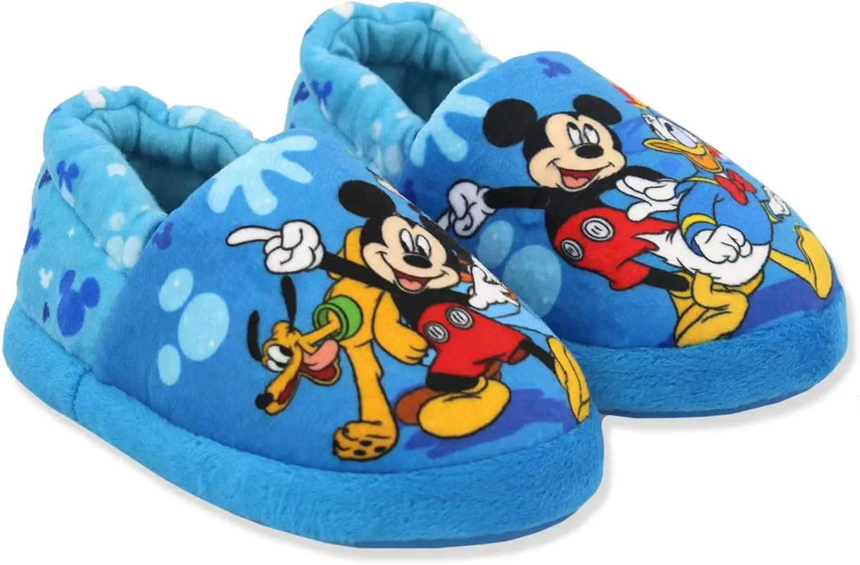 Mickey Mouse Toddler Boy's Plush A-Line Slippers with 3D Ears