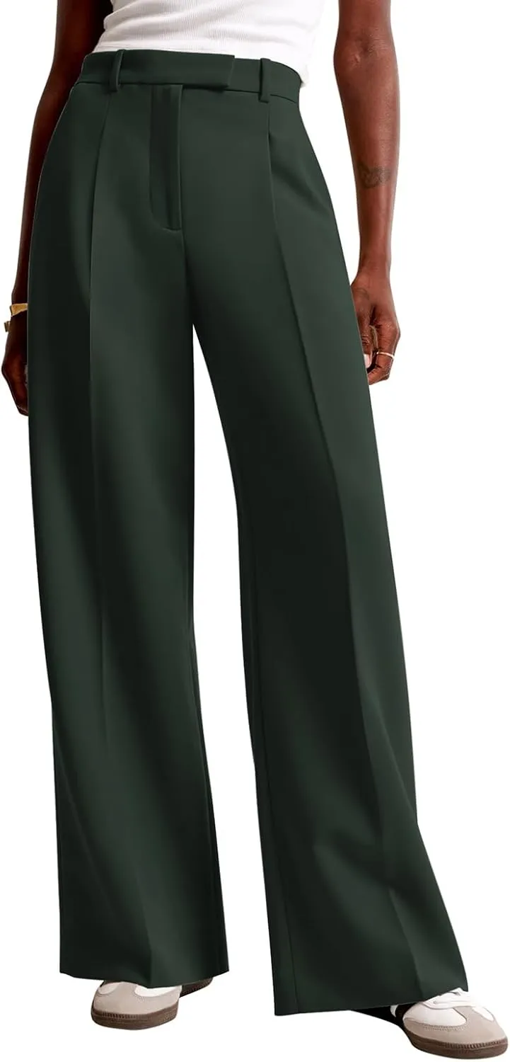 NIMIN Women Wide Leg Pants High Waisted Casual Work Trousers Business Dress Pants with Pockets