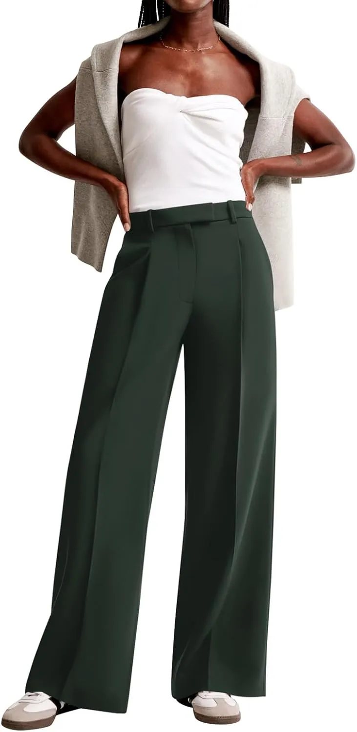 NIMIN Women Wide Leg Pants High Waisted Casual Work Trousers Business Dress Pants with Pockets