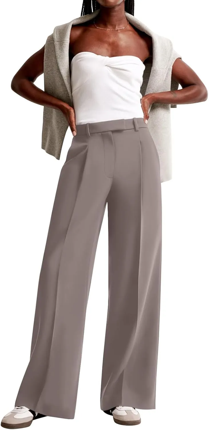 NIMIN Women Wide Leg Pants High Waisted Casual Work Trousers Business Dress Pants with Pockets