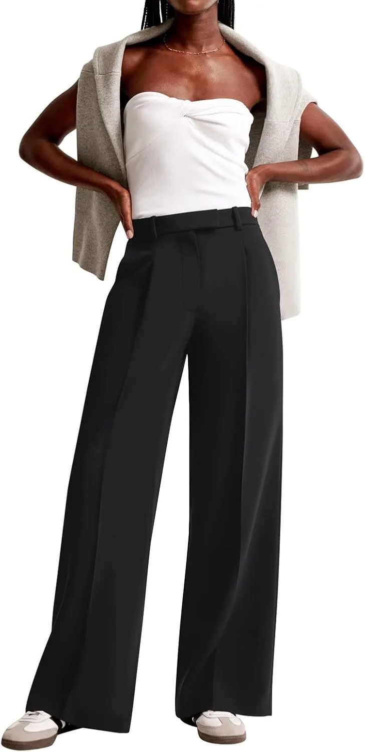 NIMIN Women Wide Leg Pants High Waisted Casual Work Trousers Business Dress Pants with Pockets