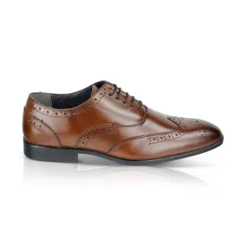 Oxford Leather Brogue Oxfords Shoe - Brown