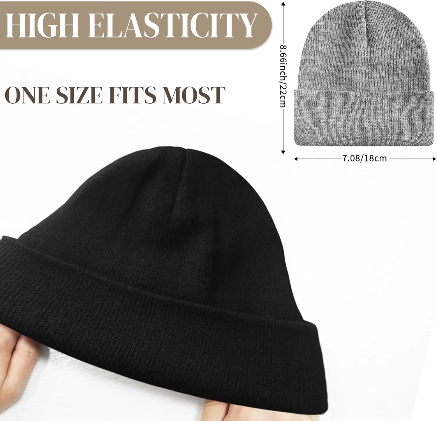 PFFY Beanie for Men Women Unisex Knit Cuffed Plain Winter Beanies Hats Skull Cap