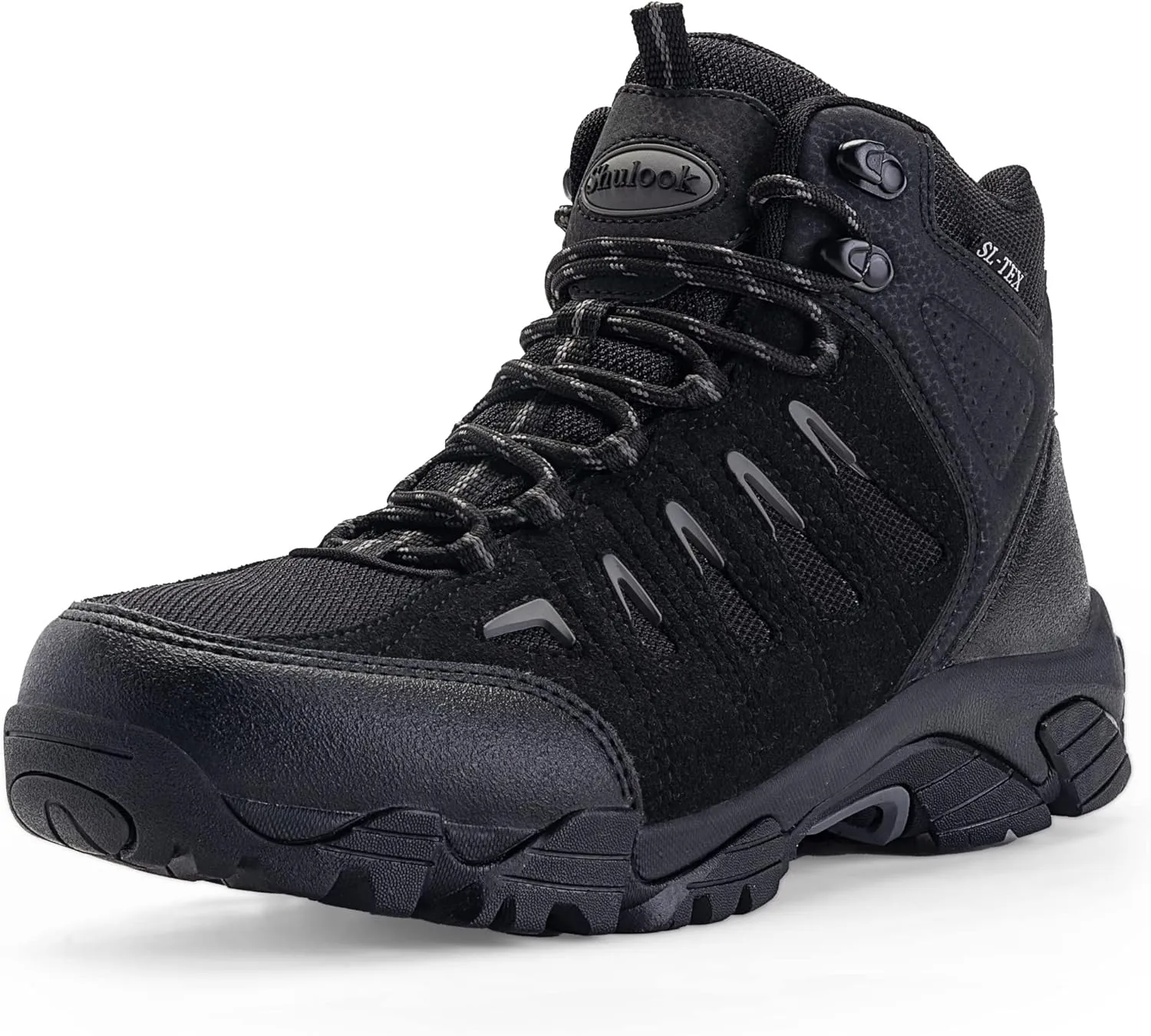 SHULOOK Men's Waterproof Hiking Boots Non-Slip Lightweight Outdoor Mid Top Ankle Boot Breathable Hiker Trekking Shoes