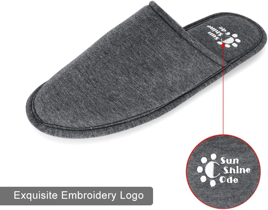 Sunshine Code Women's Memory Foam Cotton Washable Slippers with Matching Travel Bag for Home Hotel Spa Bedroom