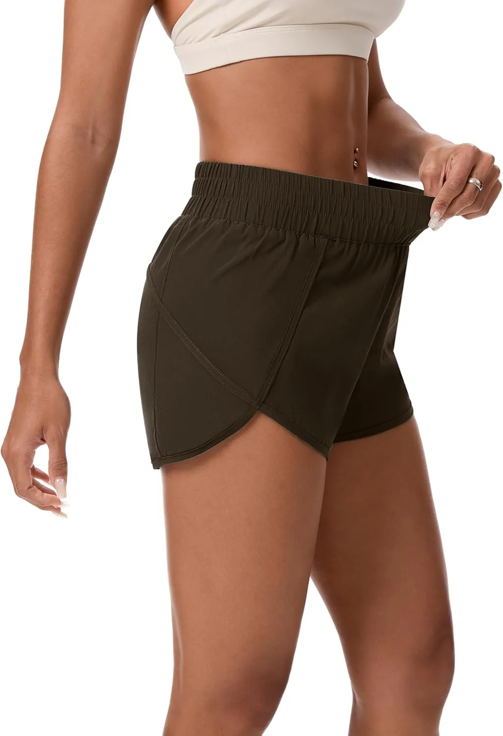 Womens Running Shorts Elastic High Waisted Shorts Workout Shorts Quick Dry Athletic Shorts Pants