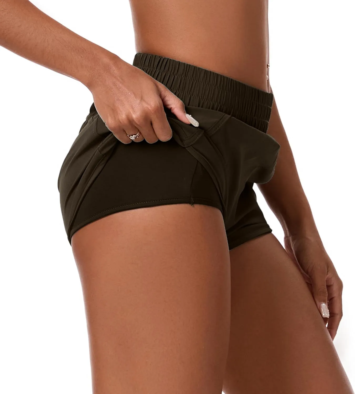 Womens Running Shorts Elastic High Waisted Shorts Workout Shorts Quick Dry Athletic Shorts Pants
